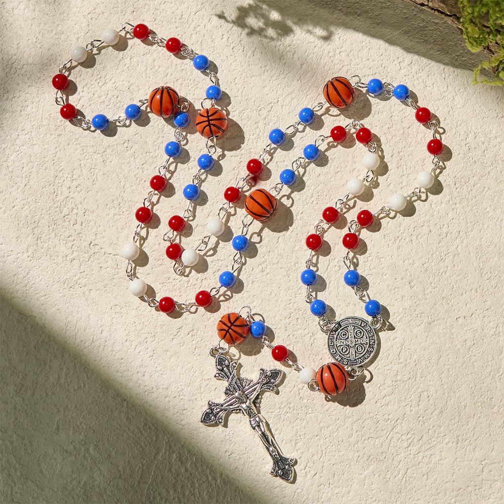 FREE Today: Patriotic Basketball Inspired Beads with St. Benedict Rosary for Sports Faith - image 2