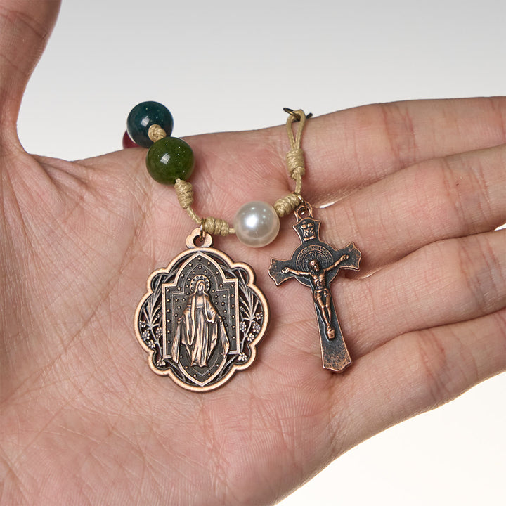 FREE Today: 10mm Natural Tourmaline Agate Bracelets with Miraculous Medal & Crucifix - image 6