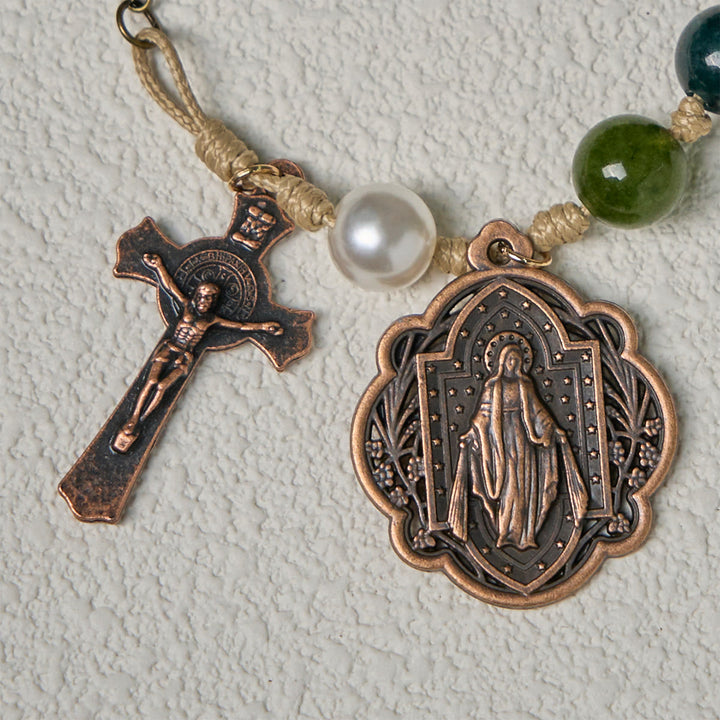 FREE Today: 10mm Natural Tourmaline Agate Bracelets with Miraculous Medal & Crucifix - image 8
