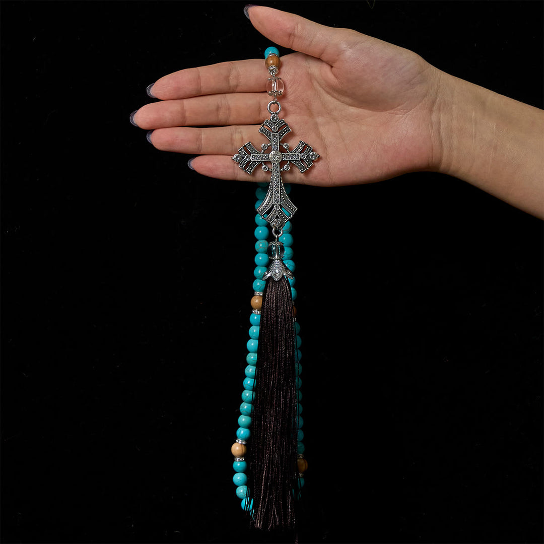FREE Today: Modern Grace Turquoise Gemstone Rosary with Tassel Cross Pendant - image 7