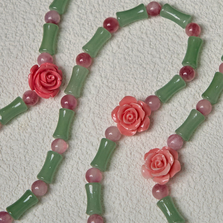 Christianartworkshop Peaceful Bamboo and Pink Floral Rosary with Crucifix and Holy Chalice - image 9