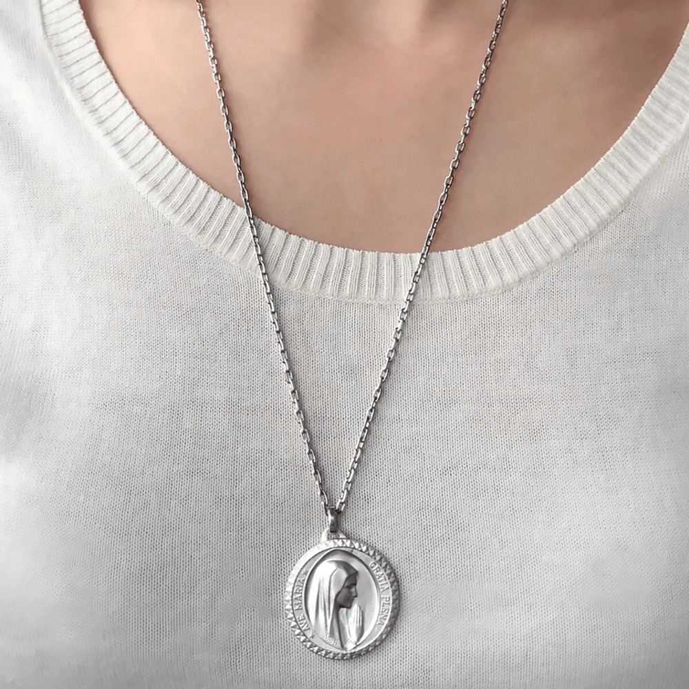 Christianartworkshop Graceful Virgin Mary Pendant Necklace in 925 Sterling Silver for Daily Devotion - image 2