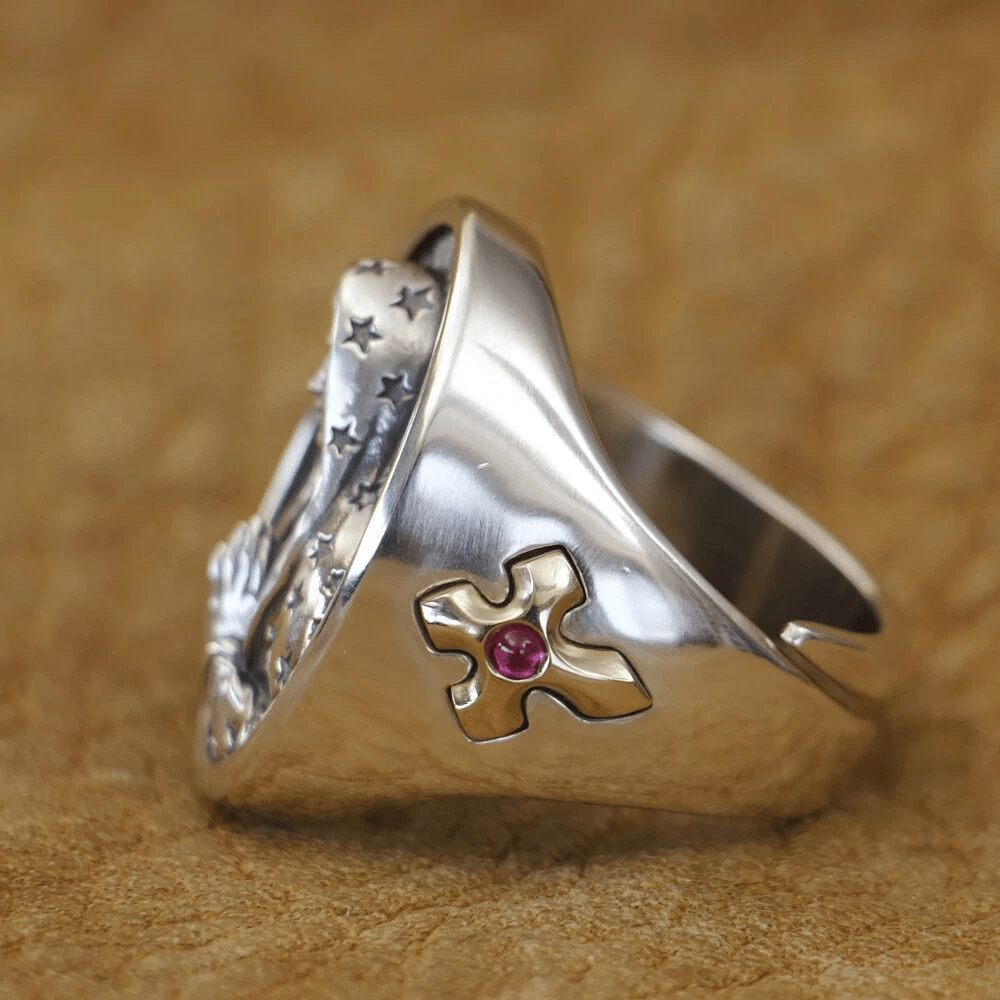 Christianartworkshop Virgin Mary Oval Ring in 925 Silver Divine Protection and Prayer - image 5