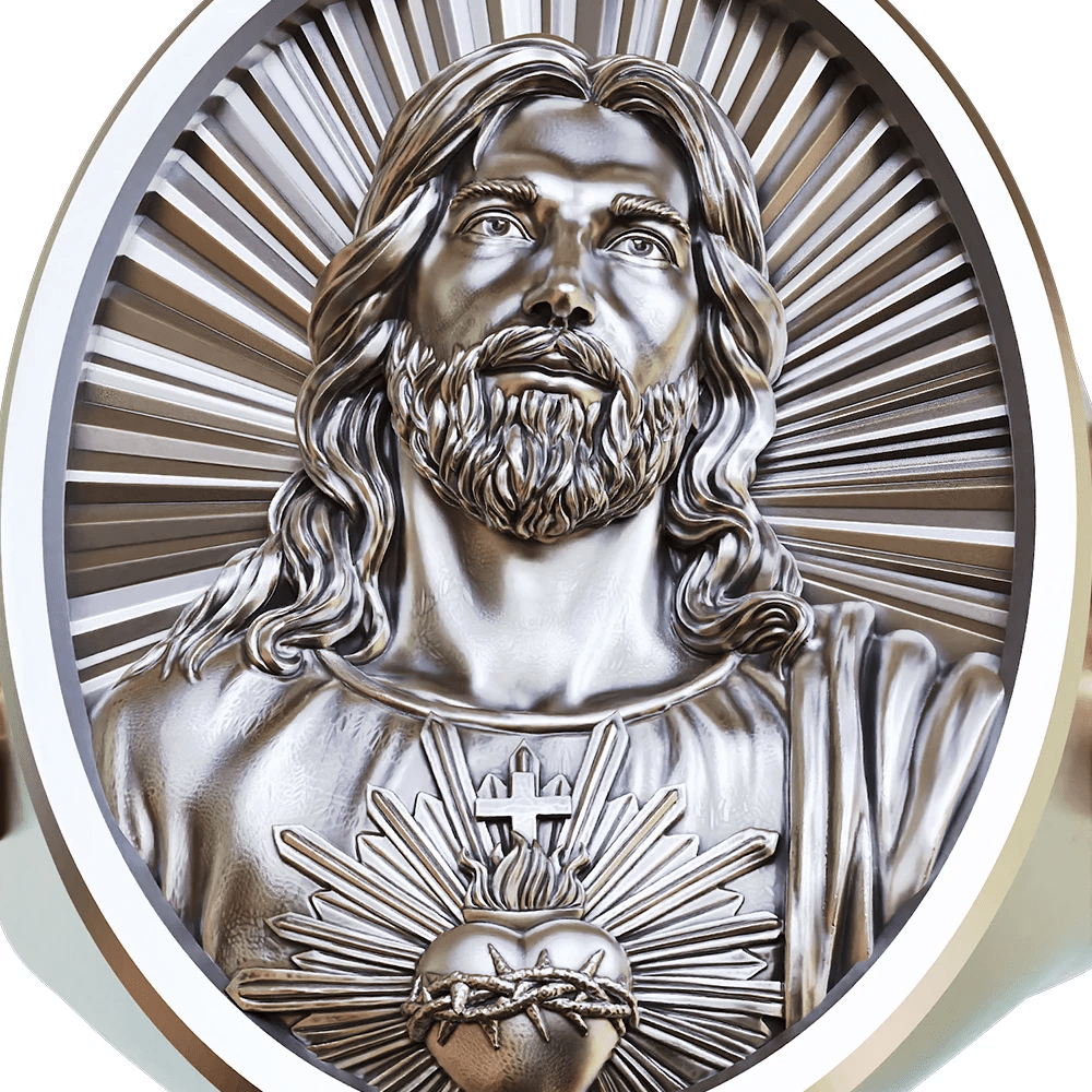Christianartworkshop Sacred Heart Jesus Ring in 925 Silver: Symbol of Love and Sacrifice - image 4