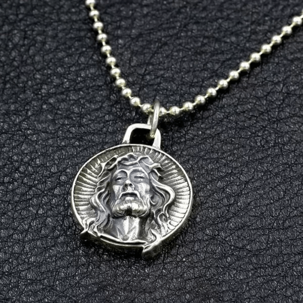 Christianartworkshop 925 Sterling Silver Jesus Crown of Thorns Sacred Necklace - image 2