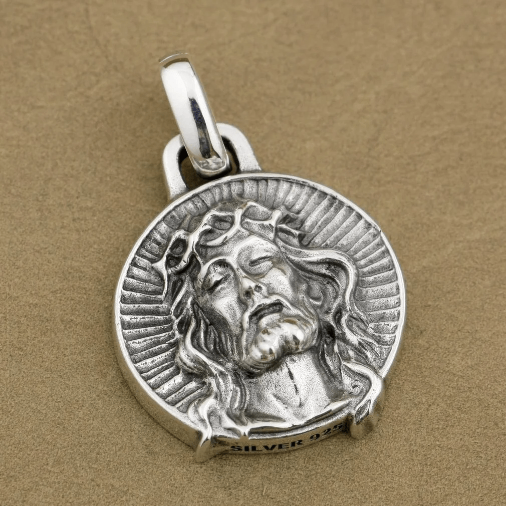 Christianartworkshop 925 Sterling Silver Jesus Crown of Thorns Sacred Necklace - Jesus - image 1