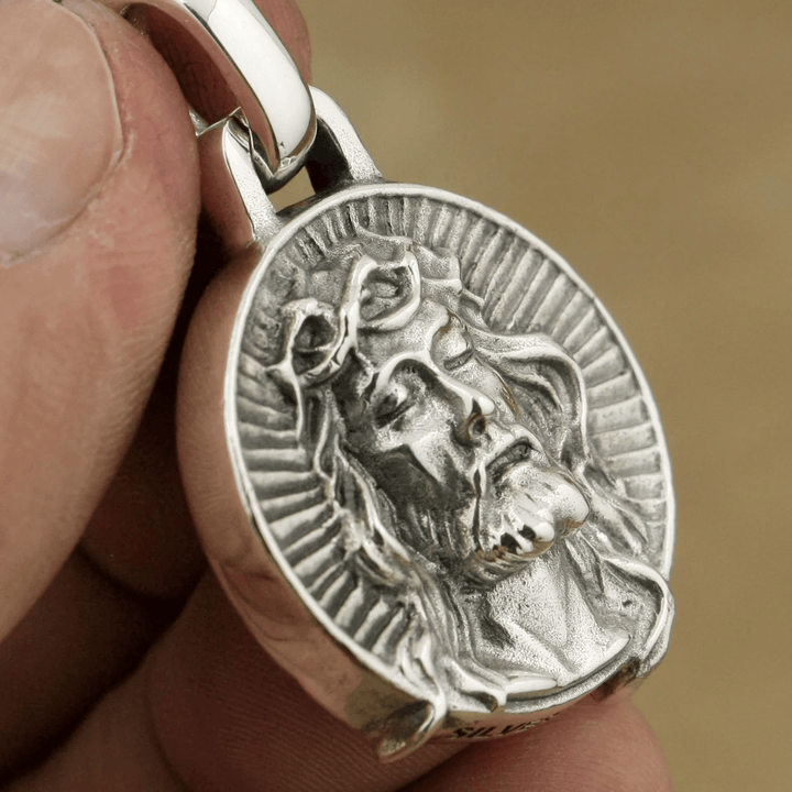 Christianartworkshop 925 Sterling Silver Jesus Crown of Thorns Sacred Necklace - image 6