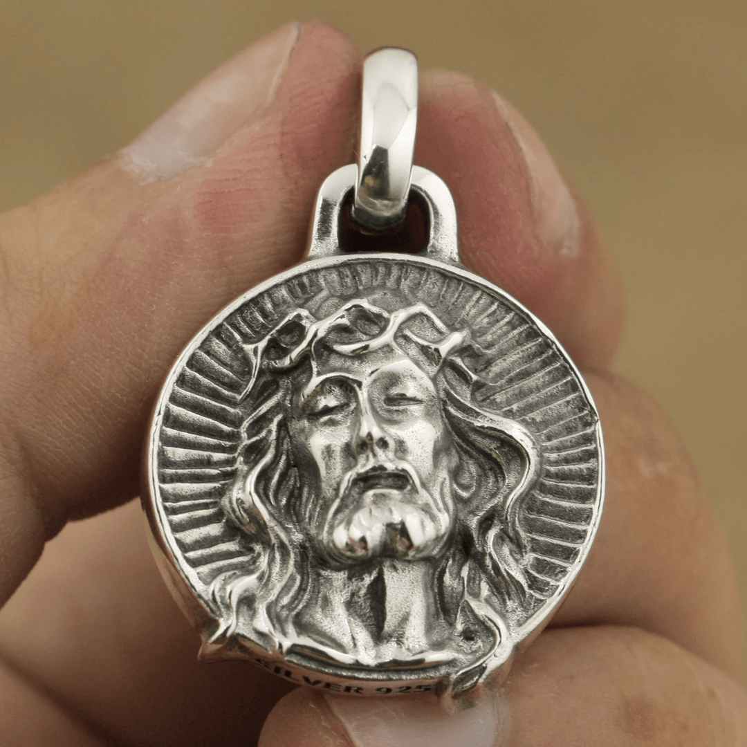 Christianartworkshop 925 Sterling Silver Jesus Crown of Thorns Sacred Necklace - image 5