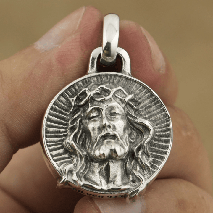 Christianartworkshop 925 Sterling Silver Jesus Crown of Thorns Sacred Necklace - image 5