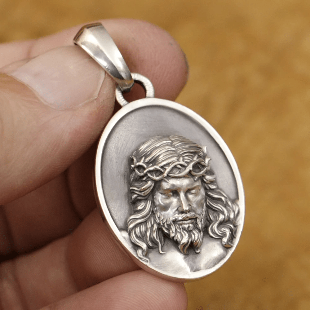 Christianartworkshop 925 Silver Crown of Thorns Jesus Medal Necklace: A Reminder of His Sacrifice - image 4