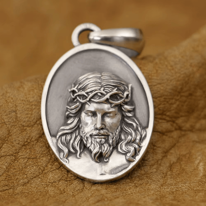 Christianartworkshop 925 Silver Crown of Thorns Jesus Medal Necklace: A Reminder of His Sacrifice - Jesus - image 1