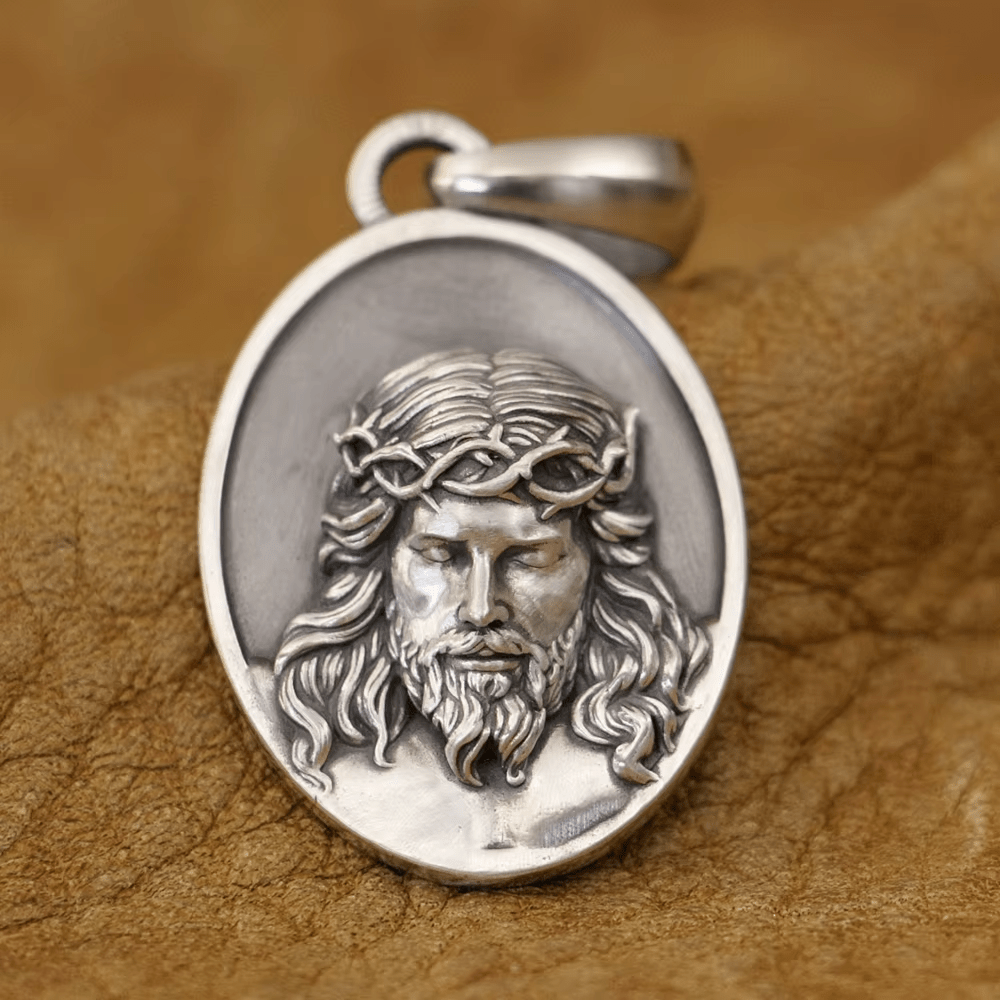 Christianartworkshop 925 Silver Crown of Thorns Jesus Medal Necklace: A Reminder of His Sacrifice - Jesus - image 0