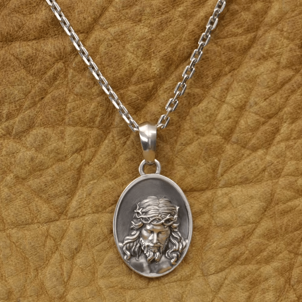 Christianartworkshop 925 Silver Crown of Thorns Jesus Medal Necklace: A Reminder of His Sacrifice - image 2