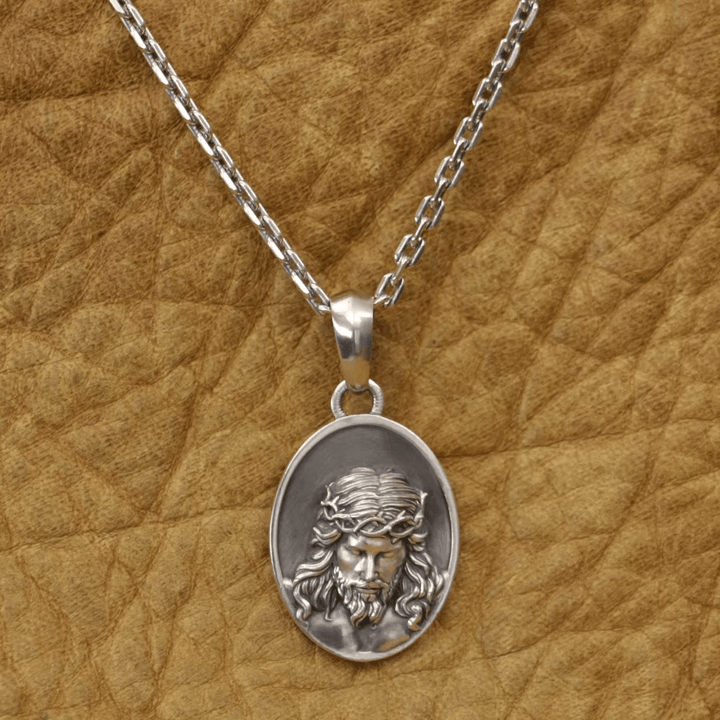 Christianartworkshop 925 Silver Crown of Thorns Jesus Medal Necklace: A Reminder of His Sacrifice - image 1