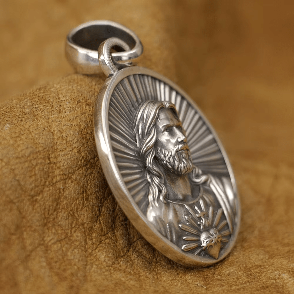 Christianartworkshop Divine Radiance Jesus Sacred Heart Necklace Crafted in Sterling Silver - image 5