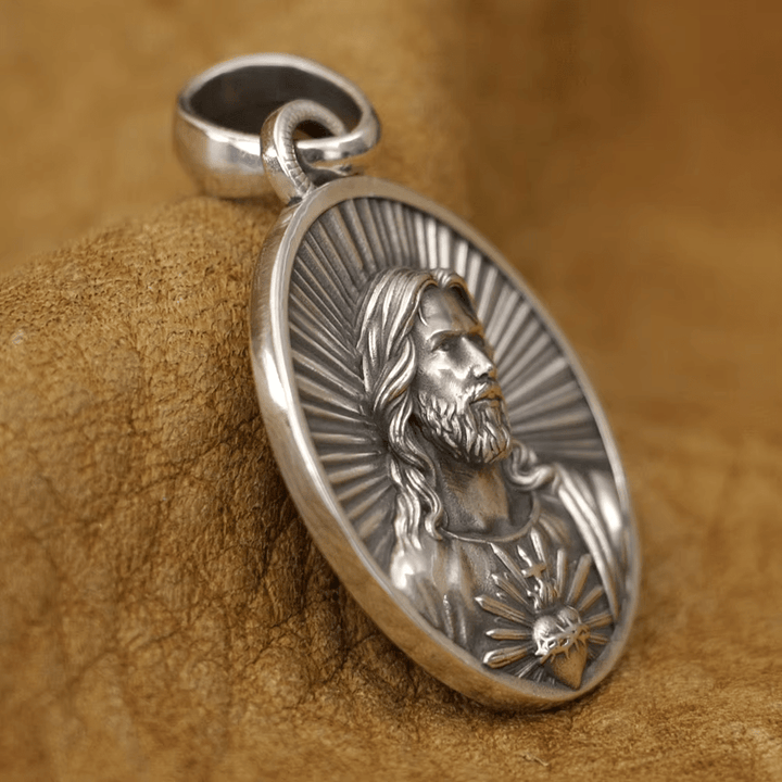 Christianartworkshop Divine Radiance Jesus Sacred Heart Necklace Crafted in Sterling Silver - image 5