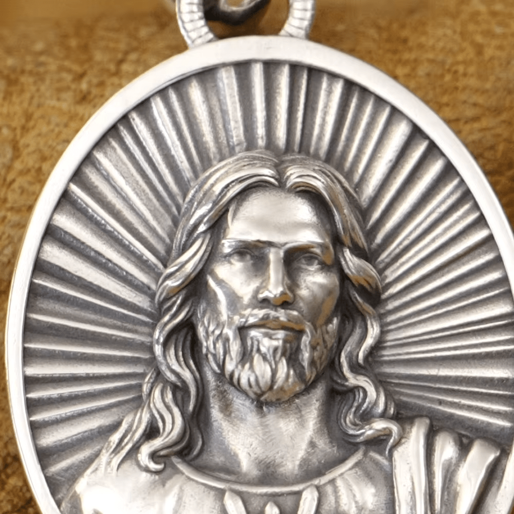 Christianartworkshop Divine Radiance Jesus Sacred Heart Necklace Crafted in Sterling Silver - image 6