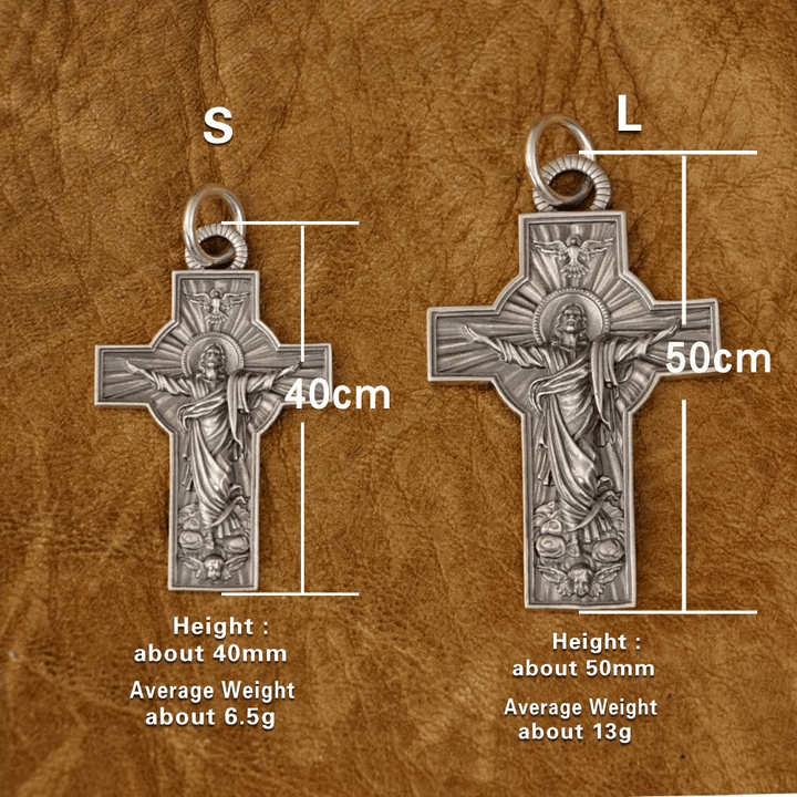 Christianartworkshop Jesus Christ Ascension with Holy Spirit Dove Necklace in Sterling Silver - L (50mm) - image 3
