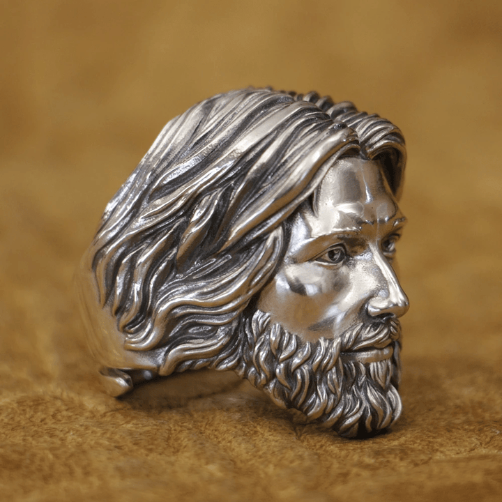Christianartworkshop Sculpted Sacred Jesus Christ Portrait Ring Crafted in 925 Silver - image 6