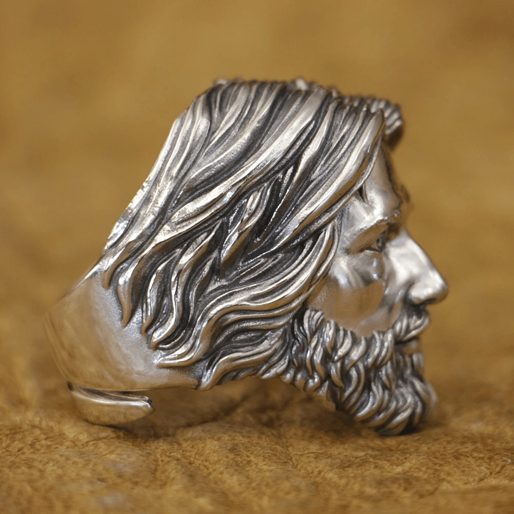 Christianartworkshop Sculpted Sacred Jesus Christ Portrait Ring Crafted in 925 Silver - image 7