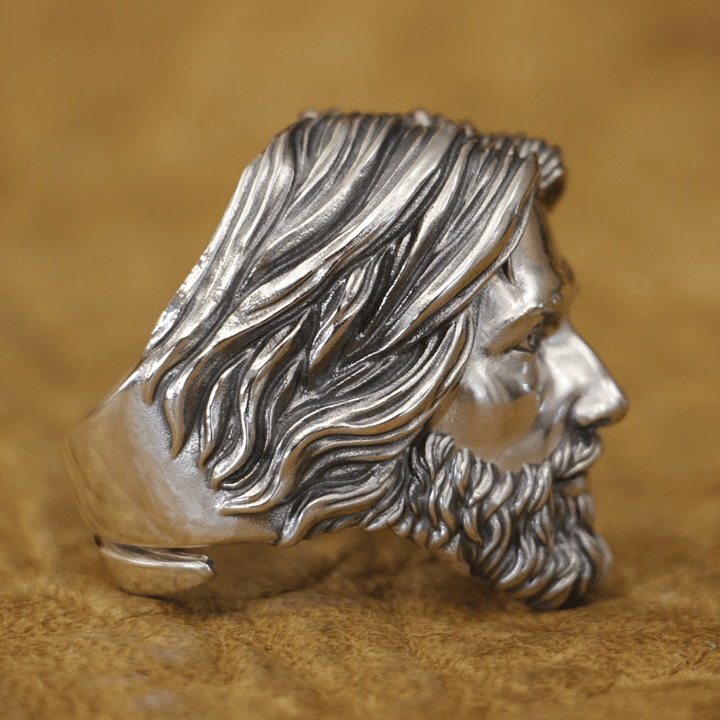Christianartworkshop Sculpted Sacred Jesus Christ Portrait Ring Crafted in 925 Silver - image 7