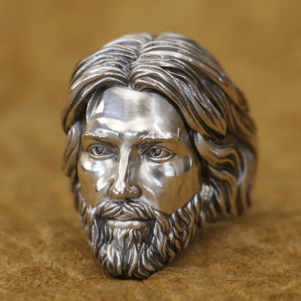 Christianartworkshop Sculpted Sacred Jesus Christ Portrait Ring Crafted in 925 Silver - image 3
