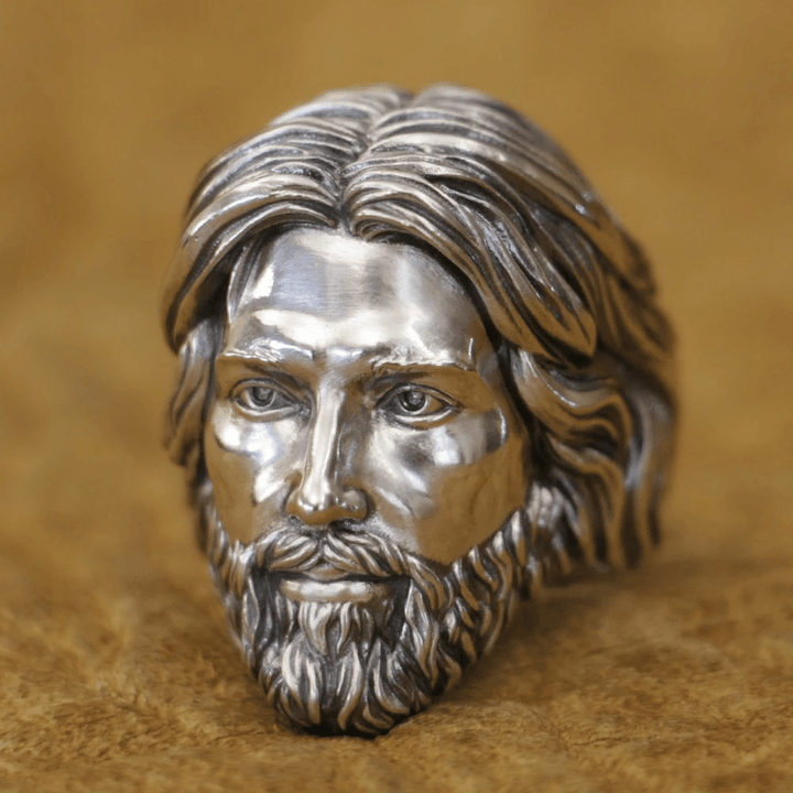 Christianartworkshop Sculpted Sacred Jesus Christ Portrait Ring Crafted in 925 Silver - image 3