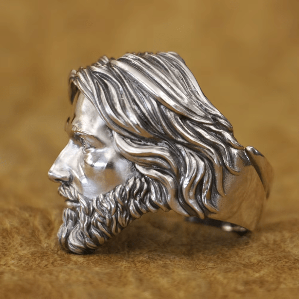 Christianartworkshop Sculpted Sacred Jesus Christ Portrait Ring Crafted in 925 Silver - image 5