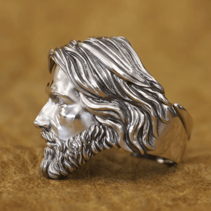 Christianartworkshop Sculpted Sacred Jesus Christ Portrait Ring Crafted in 925 Silver - image 5