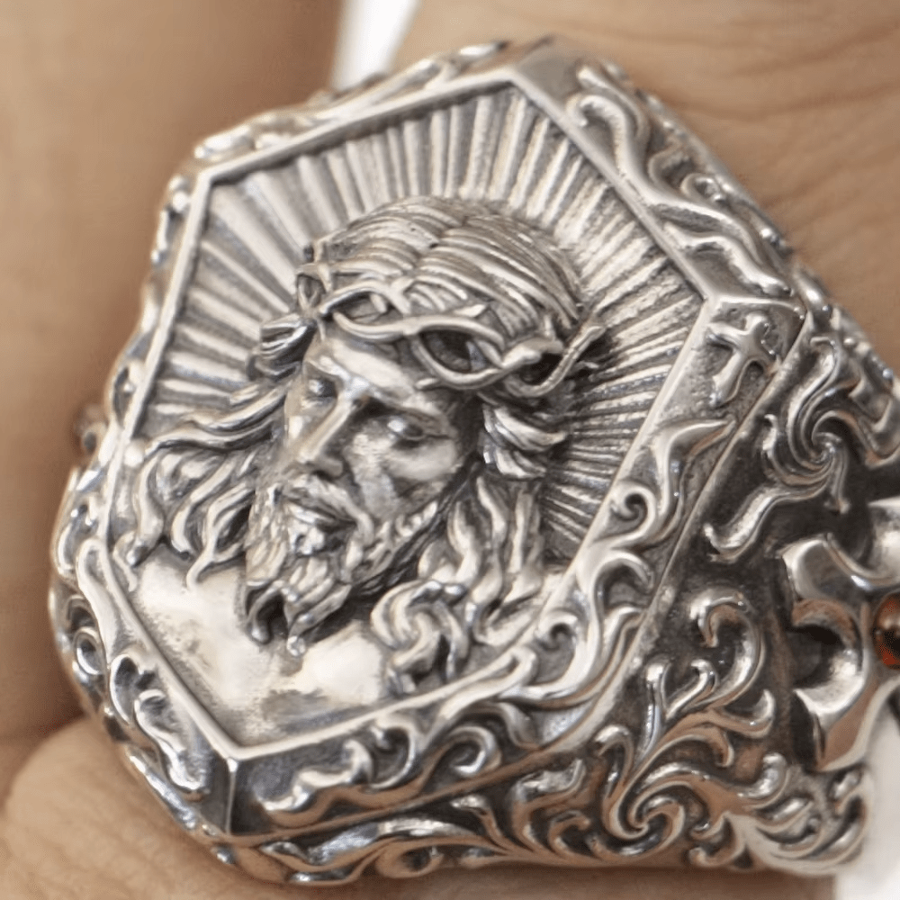 Christianartworkshop Jesus Christ Crown of Thorns Ring in Vintage Style Solid Sterling Silver - image 2