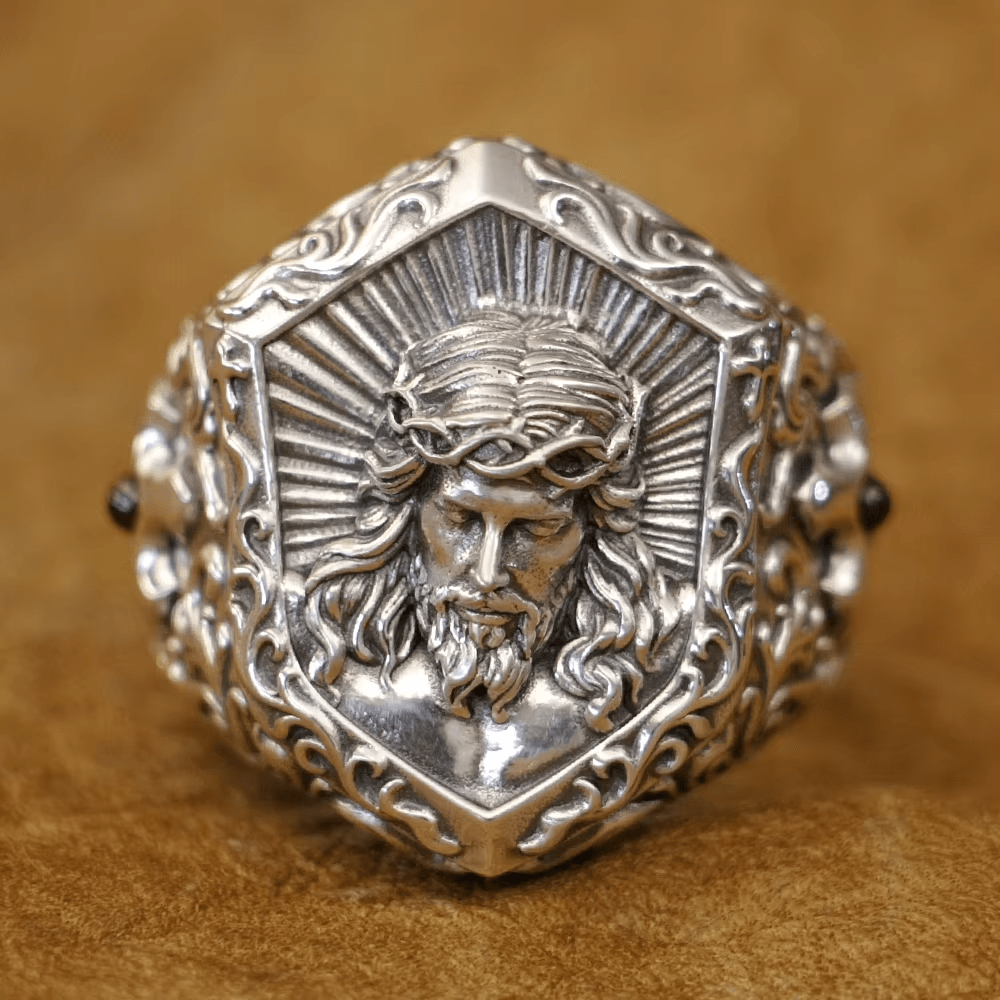 Christianartworkshop Jesus Christ Crown of Thorns Ring in Vintage Style Solid Sterling Silver - image 2