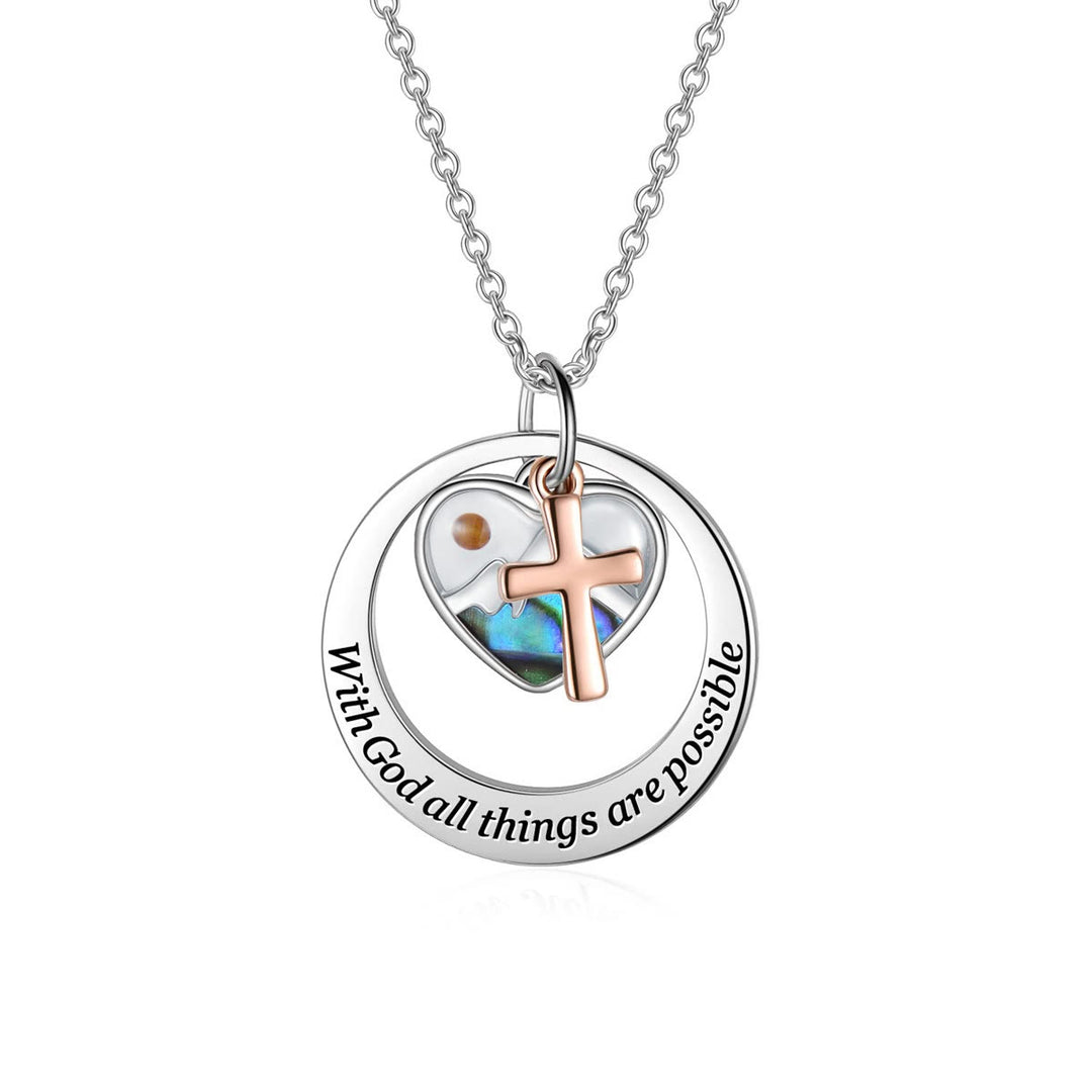 Christianartworkshop Delicate Mustard Seed Necklace with Cross and Scripture Message - With God all things are possible - image 1