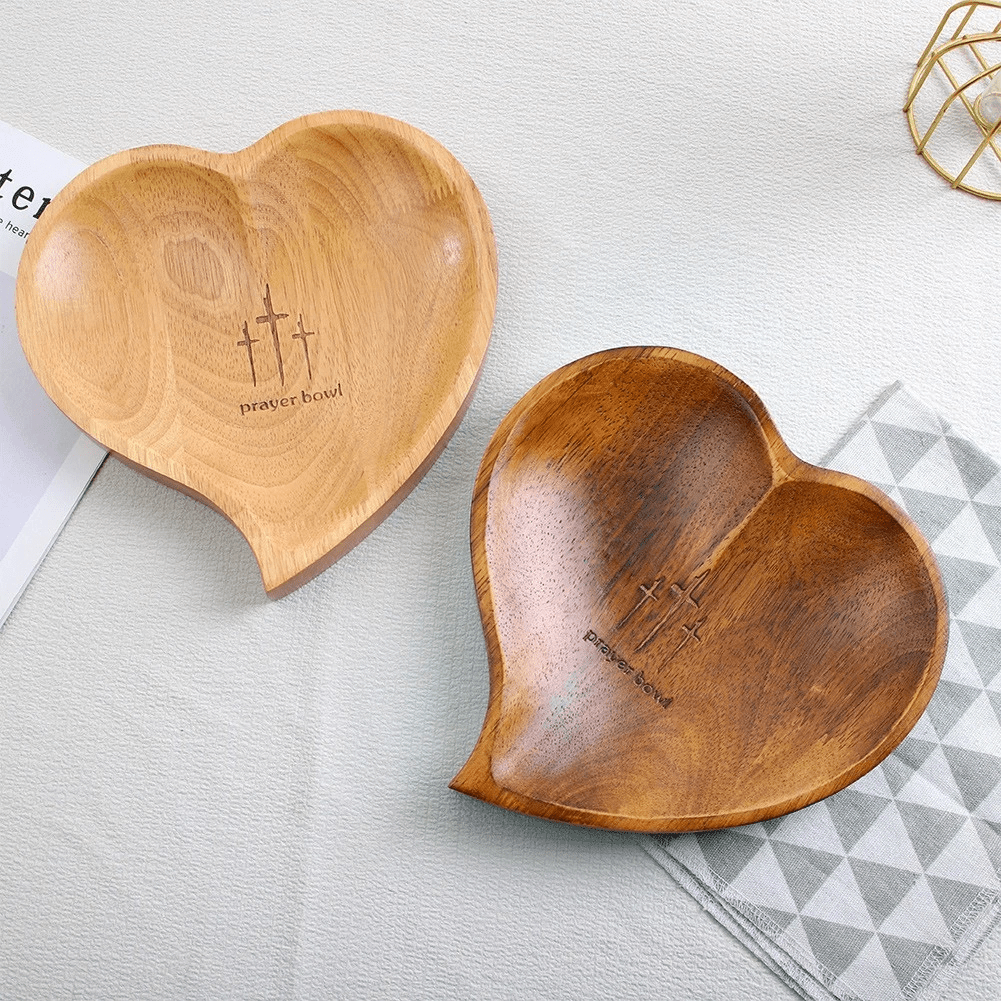 Christianartworkshop 3 Color Wooden Heart Shaped Prayer Bowl with Faith Note Cards - image 4