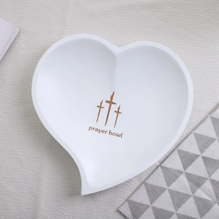 Christianartworkshop 3 Color Wooden Heart Shaped Prayer Bowl with Faith Note Cards - White - image 8