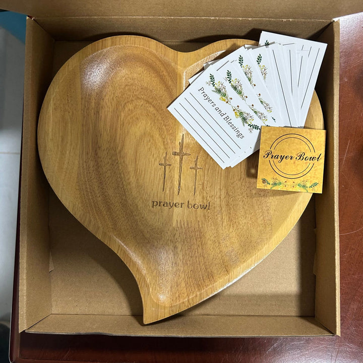 Christianartworkshop 3 Color Wooden Heart Shaped Prayer Bowl with Faith Note Cards - Wooden With Cards (24PCS) - image 9