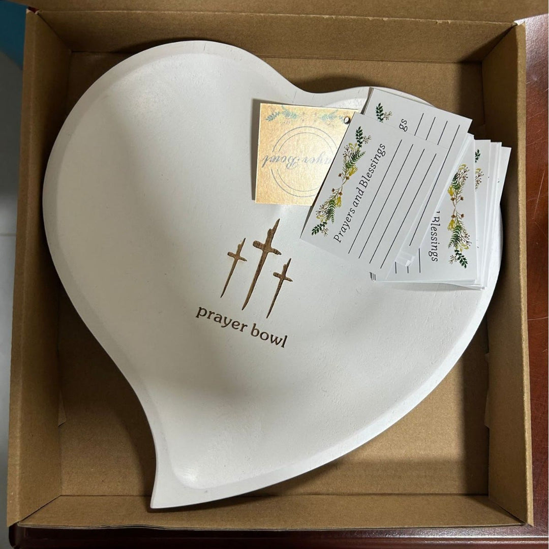 Christianartworkshop 3 Color Wooden Heart Shaped Prayer Bowl with Faith Note Cards - White With Cards (24PCS) - image 11
