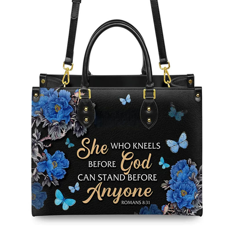 Christianartworkshop Elegant Floral Handbag with Scripture Quote: God Is with Her - image 3