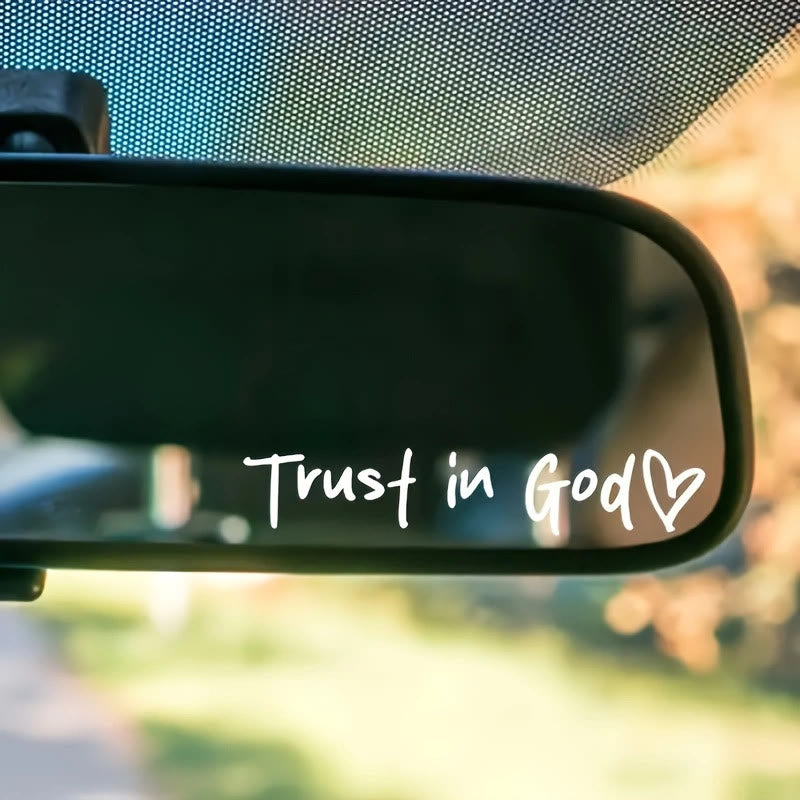 Christianartworkshop Minimalist Everyday Faith Car Mirror Sticker: Trust in God Road Companion - White - image 1