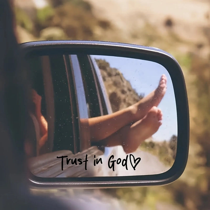 Christianartworkshop Minimalist Everyday Faith Car Mirror Sticker: Trust in God Road Companion - Black - image 3
