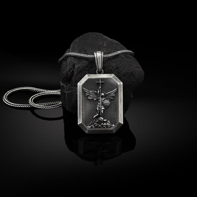 Christianartworkshop Faith Warrior St.Michael the Archangel Necklace: Strength in Every Battle - Silver - image 1