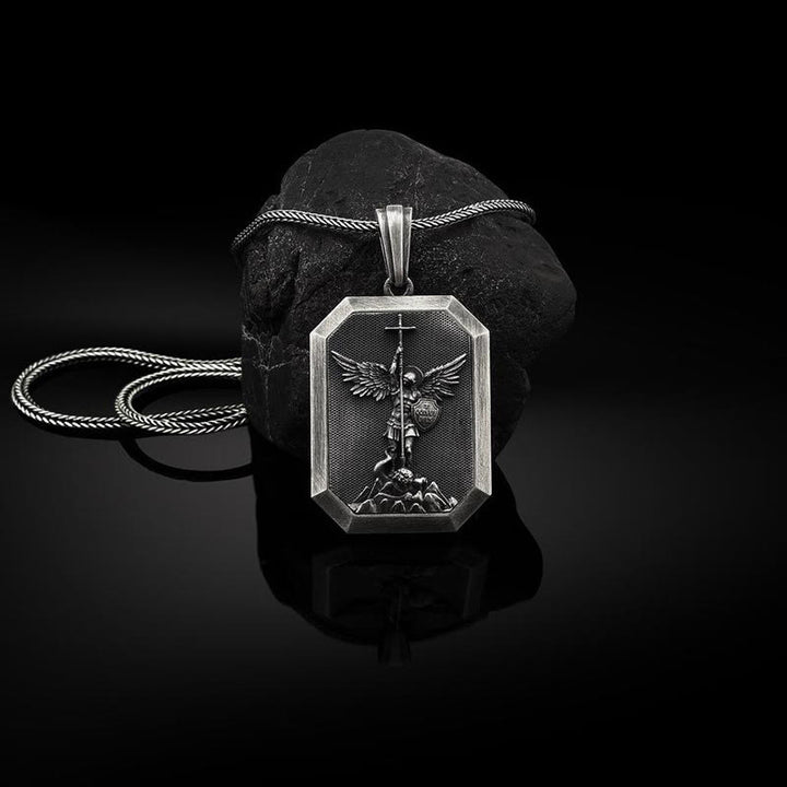 Christianartworkshop Faith Warrior St.Michael the Archangel Necklace: Strength in Every Battle - Silver - image 1