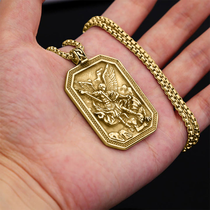 Christianartworkshop Classic Style St. Michael the Archangel Protection Stainless Steel Pendant Necklace - image 9