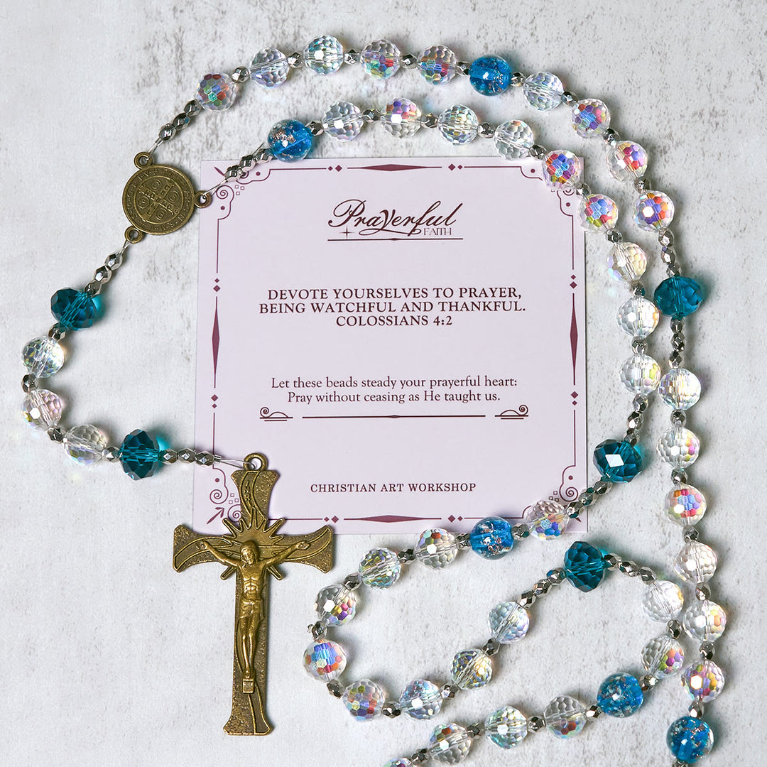 Christianartworkshop PRAYERFUL FAITH: Elegant Shining Beads St. Benedict Rosary with Gift Card - PRAYERFUL FAITH - image 1