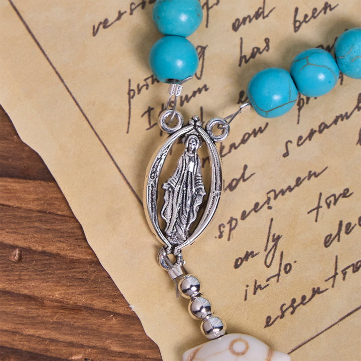 Christianartworkshop Blessed Dolphin Rosary with Turquoise Bead and Miraculous Medal: Ocean of Faith - image 7