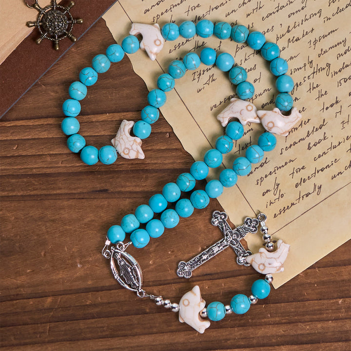 FREE Today: Blessed Dolphin Rosary with Turquoise Beads and Miraculous Medal: Ocean of Faith - image 4