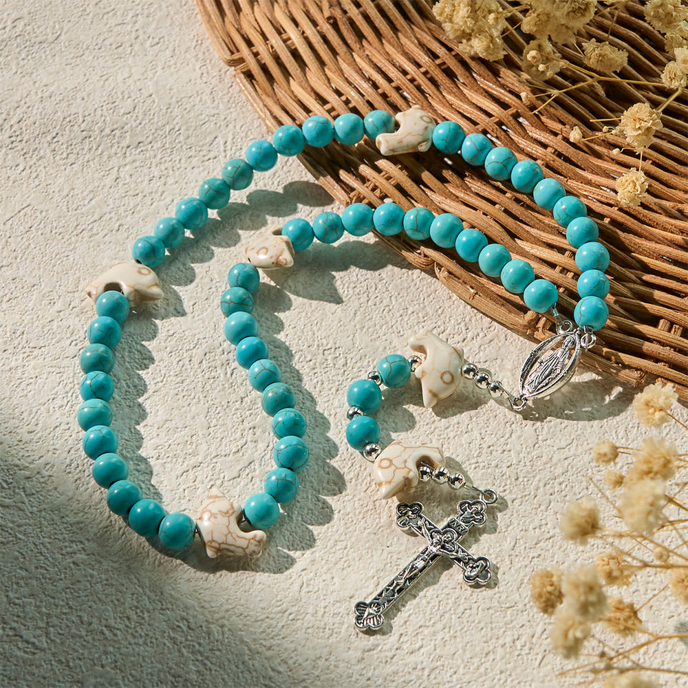 FREE Today: Blessed Dolphin Rosary with Turquoise Beads and Miraculous Medal: Ocean of Faith - image 2