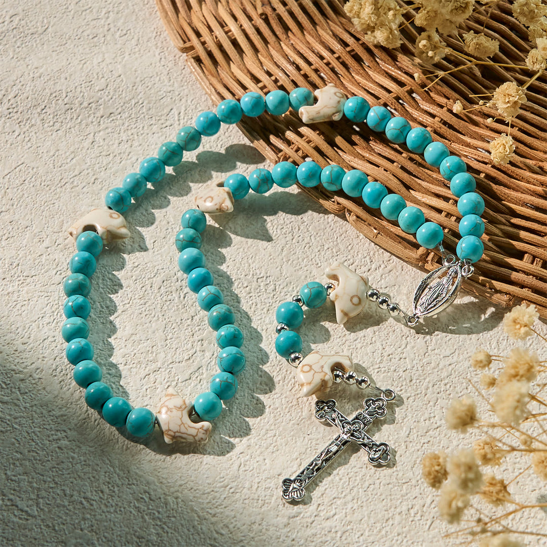 FREE Today: Blessed Dolphin Rosary with Turquoise Beads and Miraculous Medal: Ocean of Faith - image 2