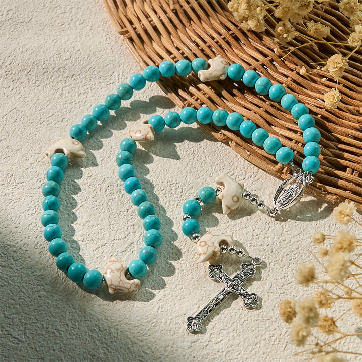 FREE Today: Blessed Dolphin Rosary with Turquoise Beads and Miraculous Medal: Ocean of Faith - image 2