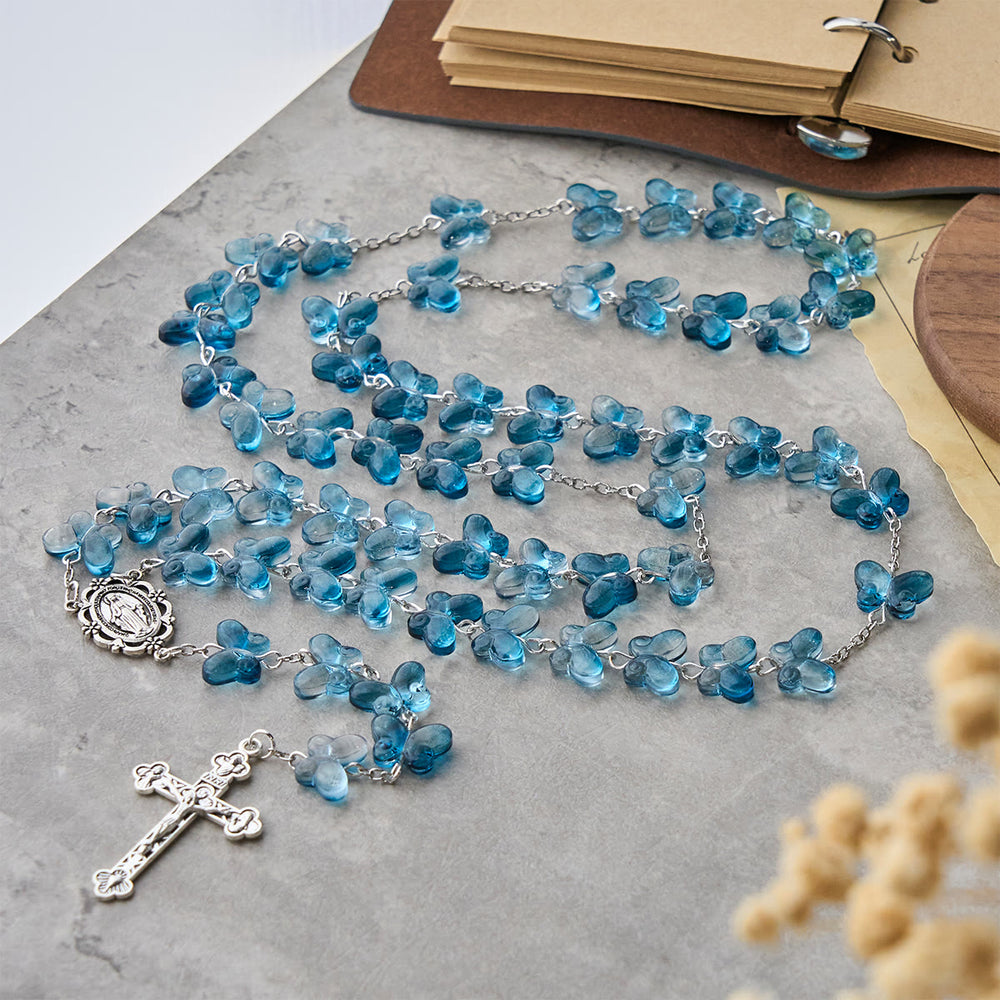 FREE Today: Wings of Devotion Shimmering Blue Butterfly Prayer Rosary with Miraculous Medal - image 2