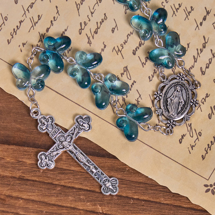 FREE Today: Wings of Devotion Shimmering Blue Butterfly Prayer Rosary with Miraculous Medal - image 7